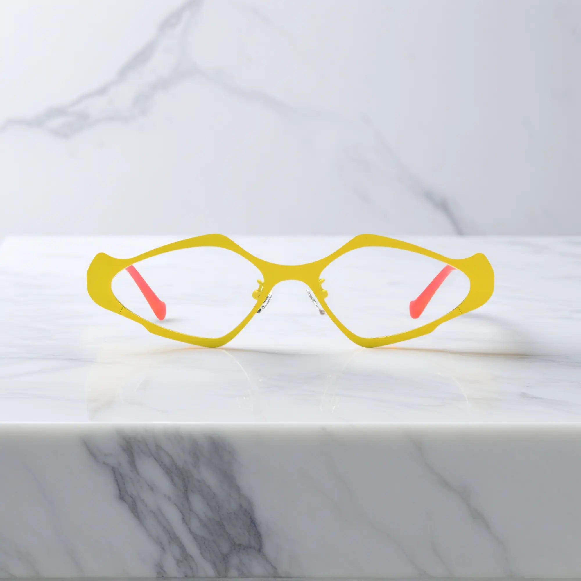 VoyueLens™ VL185811 eyeglasses in Sunshine Teal – front view of polygon titanium frame